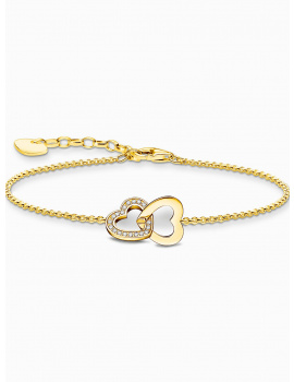 Thomas Sabo A2163-414-14-L19V Gold-plated bracelet w. intertwined hearts