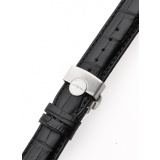 Perigaum Leather Strap 22 x 175 mm Black Silver Folding Clasp