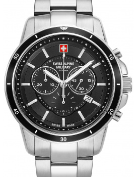 Swiss Alpine Military 7089.9137 Chronograph Mens Watch 44mm 10ATM