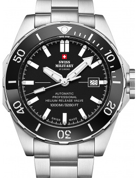 Swiss Military SMA34092.01 Automatic Diver Mens Watch 45mm 100ATM