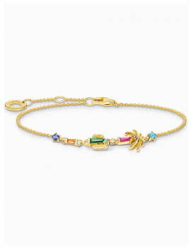 Thomas Sabo A2150-488-7-L19V Gold-plated bracelet w. cactus palm and coloured stones