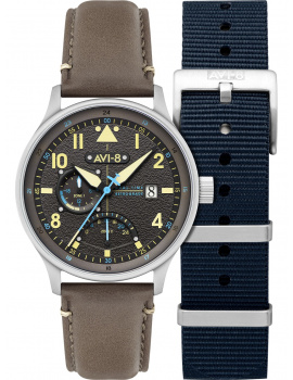 AVI-8 AV-4101-09 Mens Watch Hawker Hurricane McKellar Dual Time 44mm 5ATM