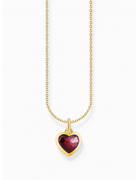 Thomas Sabo KE2268-414-10-L45V Gold-plated chain w. dark red heart pendant