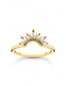 Thomas Sabo TR2456-488-7-56 Gold-plated ring w. sunbeams and coloured stones